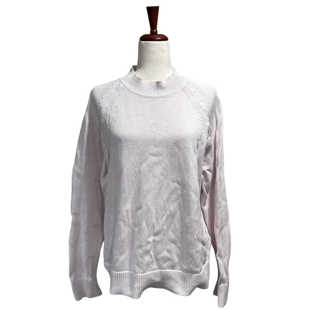 Quince Sweater‎ Medium Women's Off White 100% Organic Cotton Mockneck Pullover